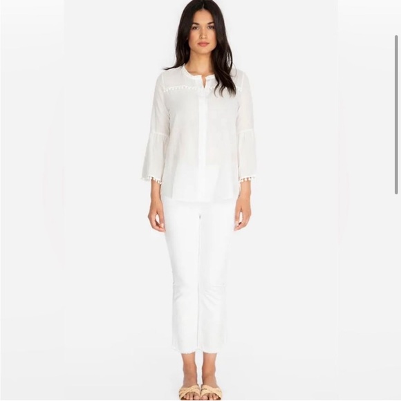 Johnny Was White Embroidered The Cropped Baby Boot Jean Size 31 - Picture 3 of 13